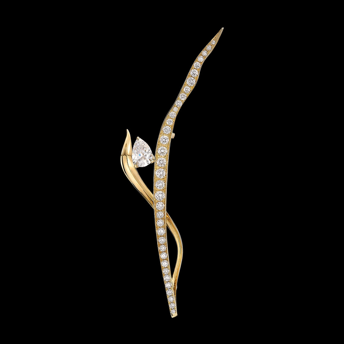 Diamond Blades of Grass Brooch